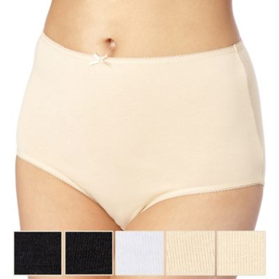 Pack of five cotton natural briefs